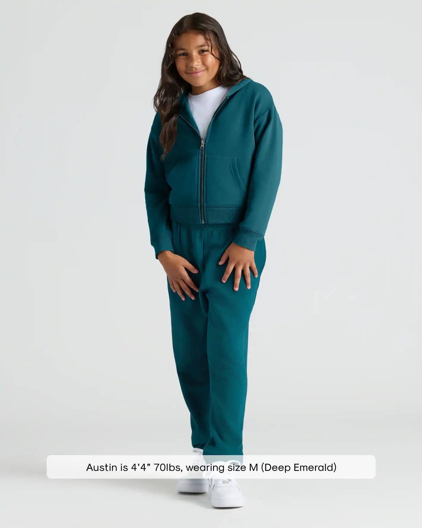 Girls Deep Emerald Cropped Zip Hoodie