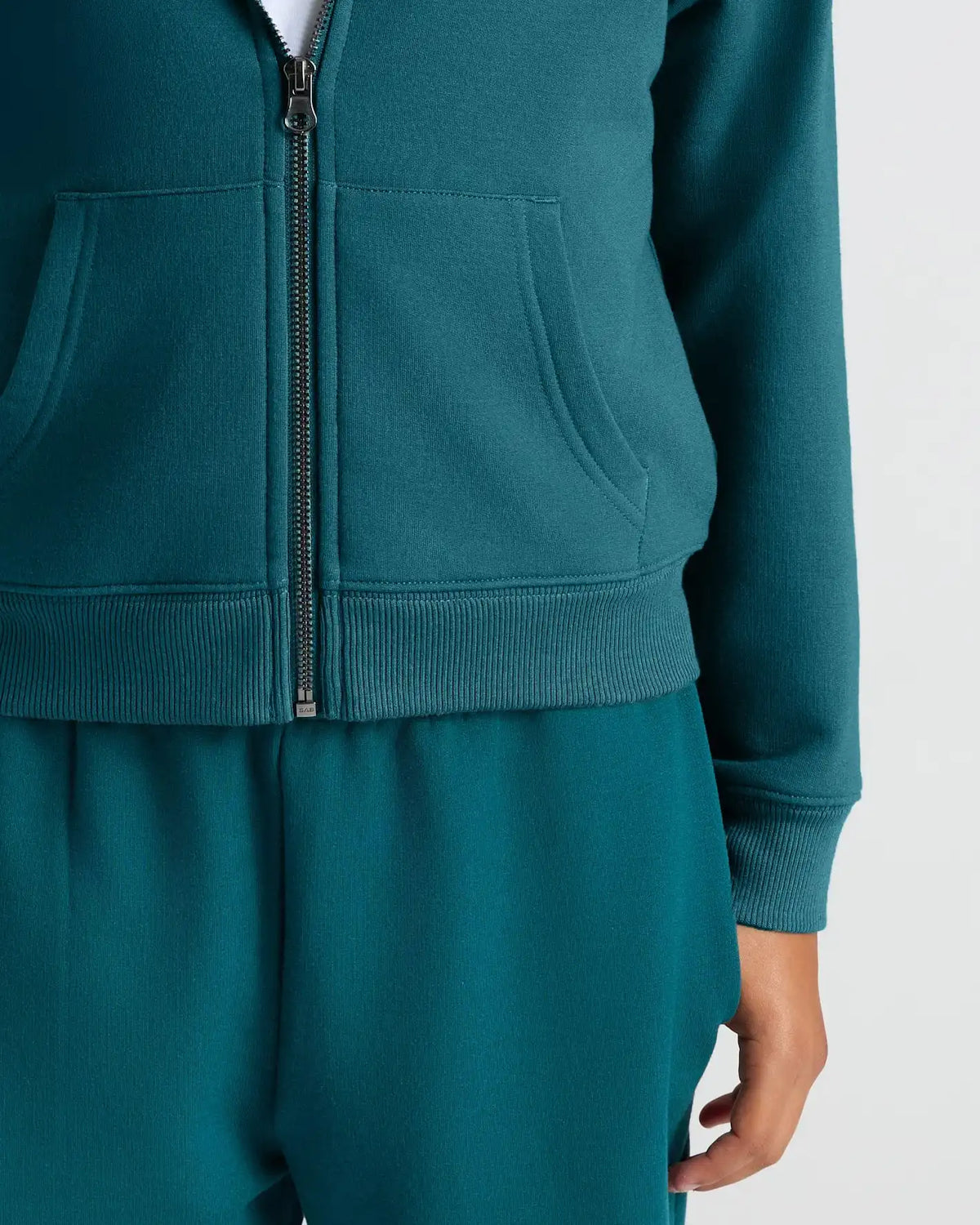 Girls Deep Emerald Cropped Zip Hoodie