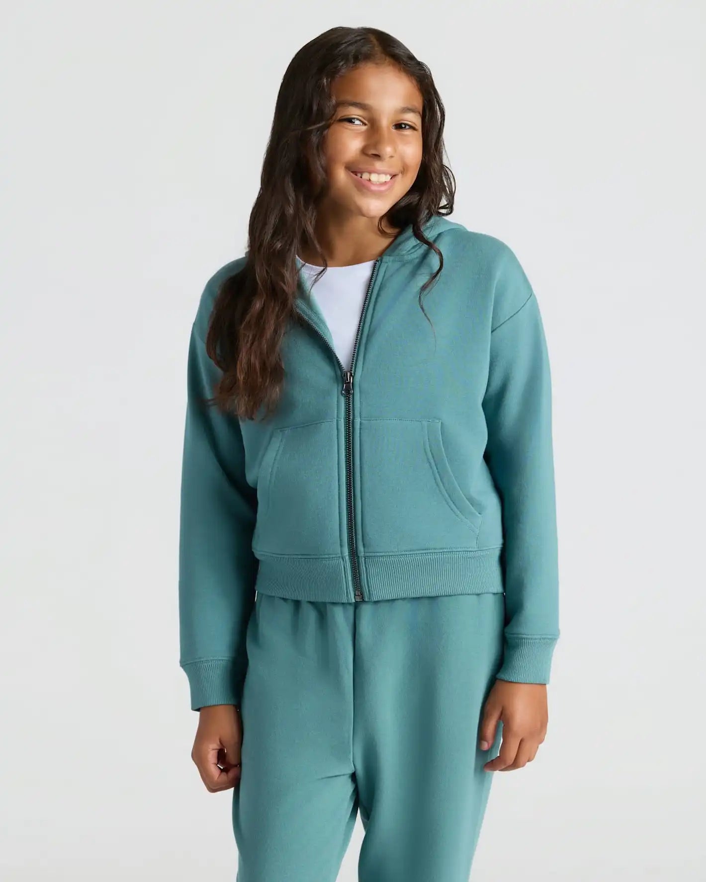 Girls Stormcloud Cropped Zip Hoodie