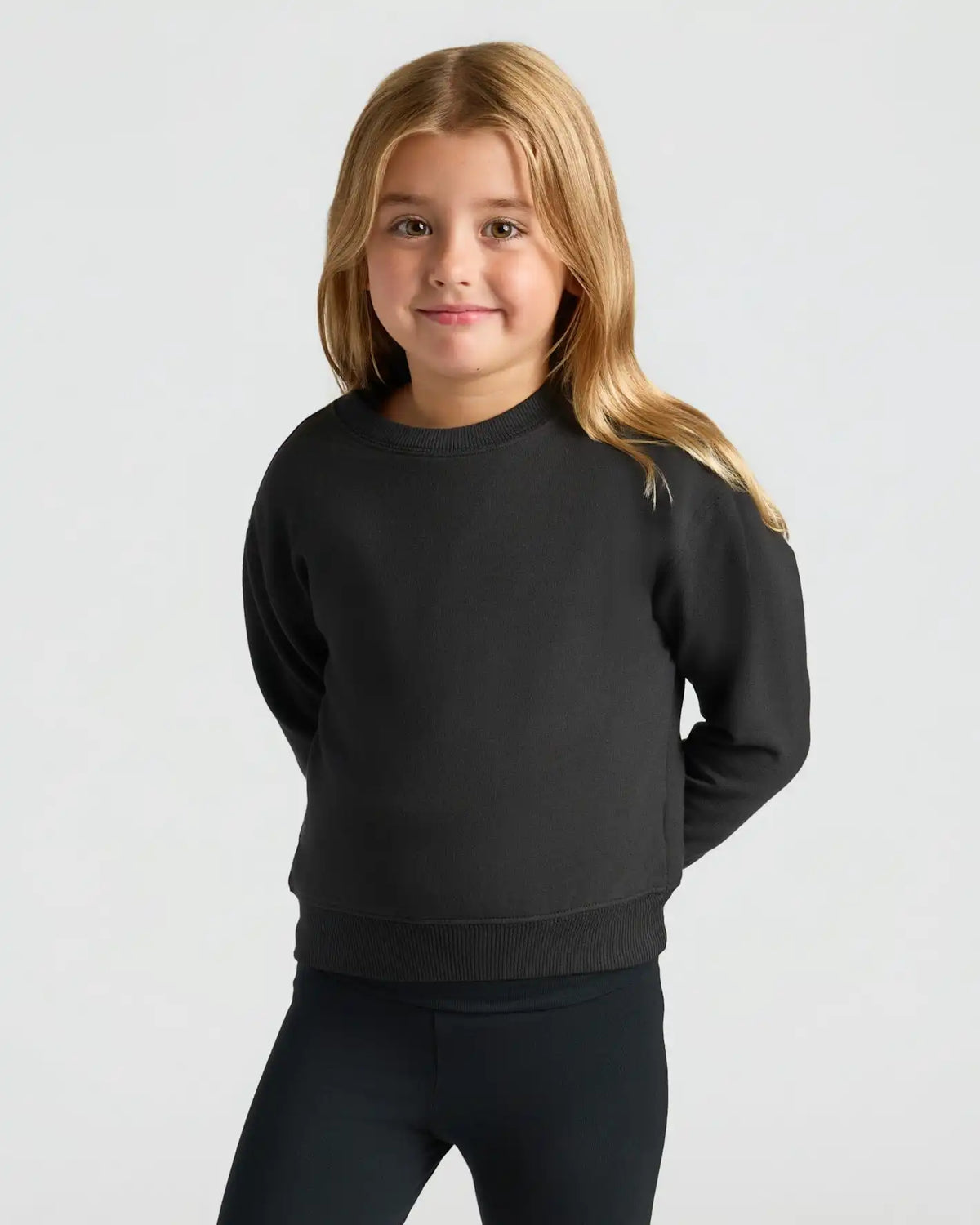 Girls Black Slouch Pullover Crew & Relaxed Jogger 2-Pack