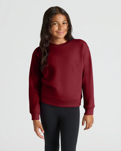 Girls Dark Maroon Slouch Pullover Crew & Relaxed Jogger 2-Pack