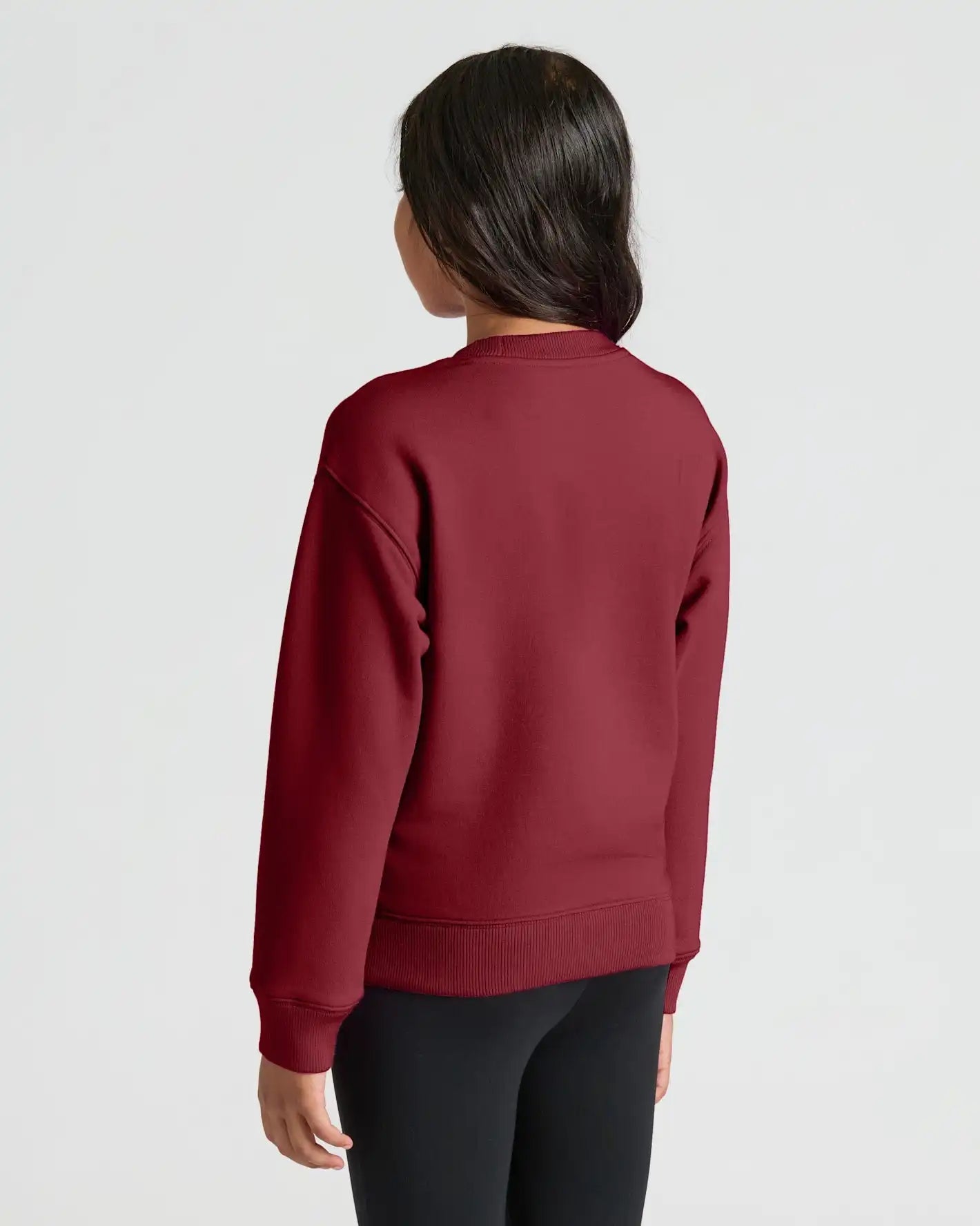 Girls Dark Maroon Slouch Pullover Crew & Relaxed Jogger 2-Pack