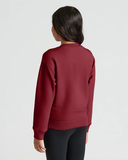 Girls Dark Maroon Slouch Pullover Crew & Relaxed Jogger 2-Pack