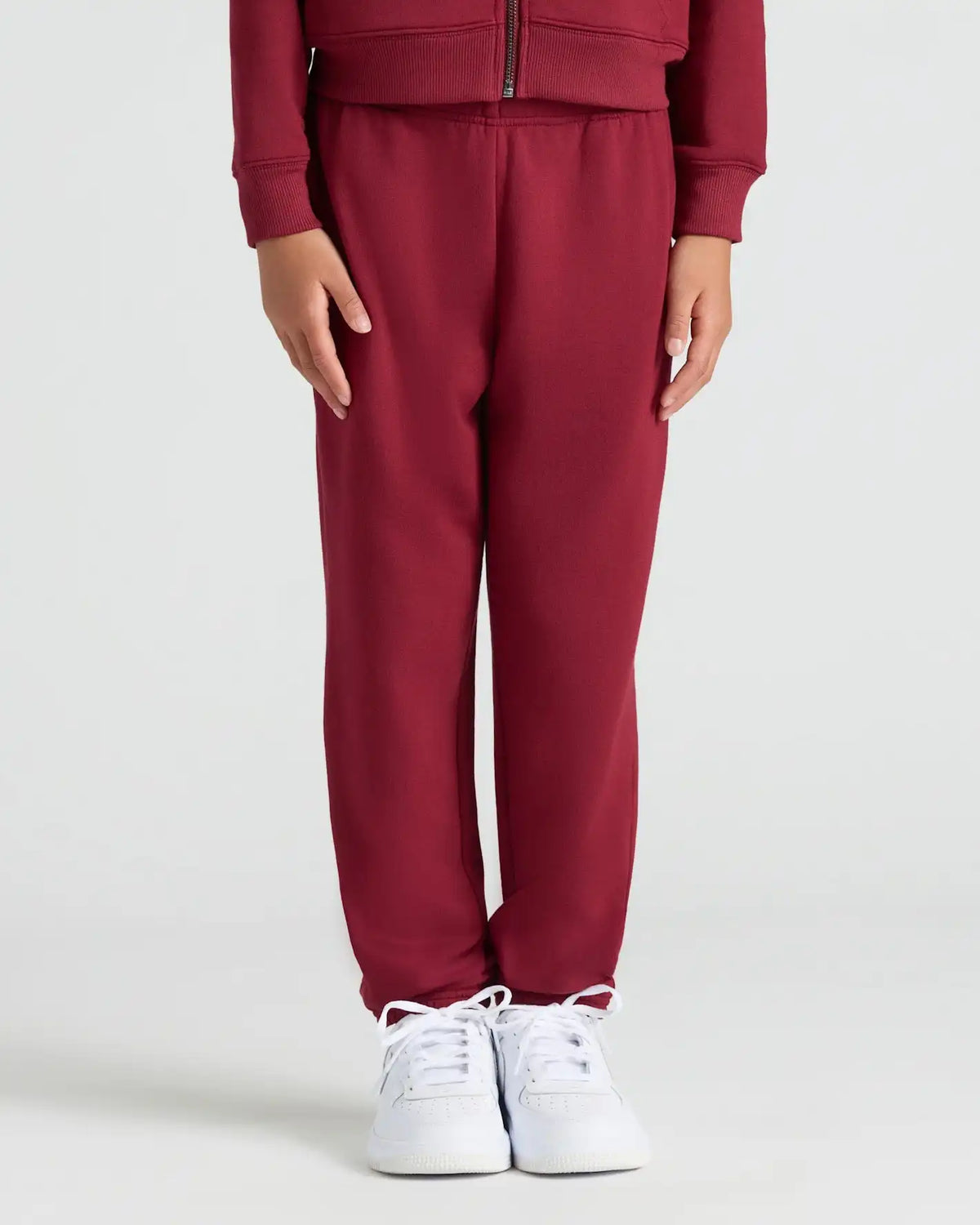 Girls Dark Maroon Slouch Pullover Crew & Relaxed Jogger 2-Pack