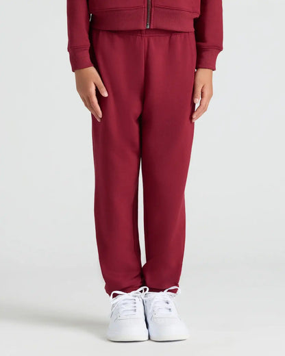 Girls Dark Maroon Slouch Pullover Crew & Relaxed Jogger 2-Pack