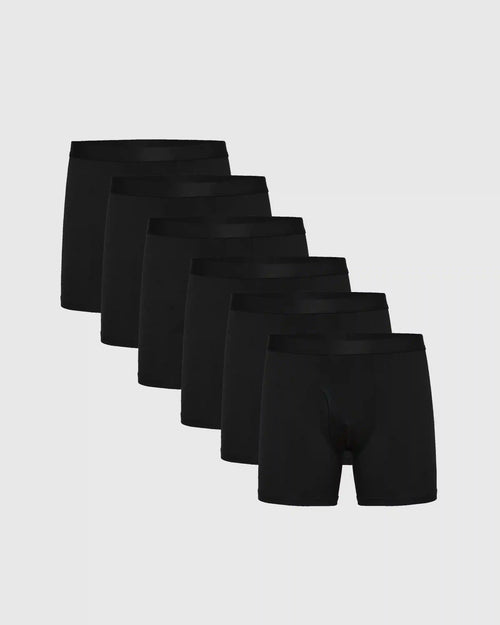 Black Boxer Briefs W/ Fly 6-Pack