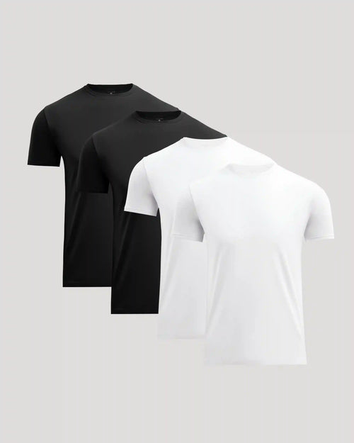 Black & White Pima Cotton Blend Crew 4-Pack