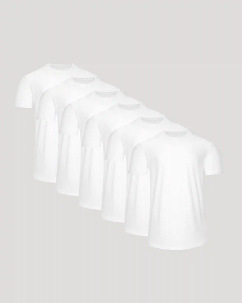 All White Active Curved Hem Crew 6-Pack