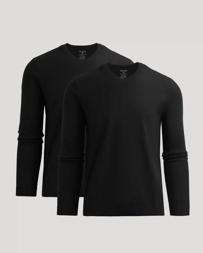 All Black Dressy V-Neck Sweater 2-Pack
