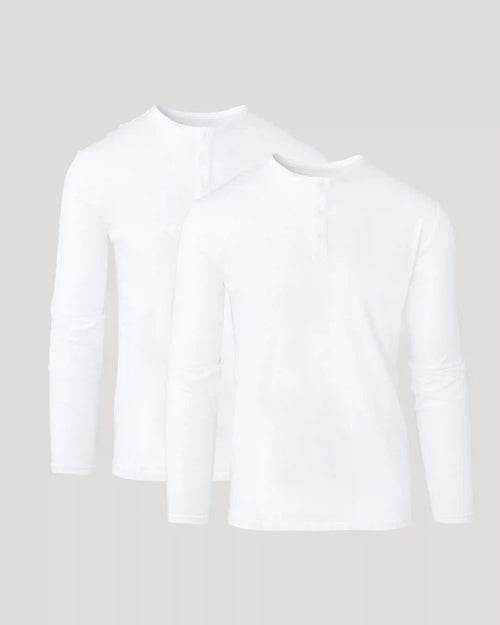 All White Classic Henley 2-Pack