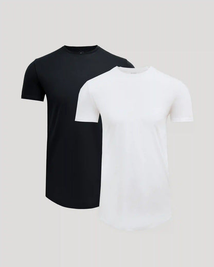 Tall Pima Cotton Blend Curved Hem Crew 2-Pack