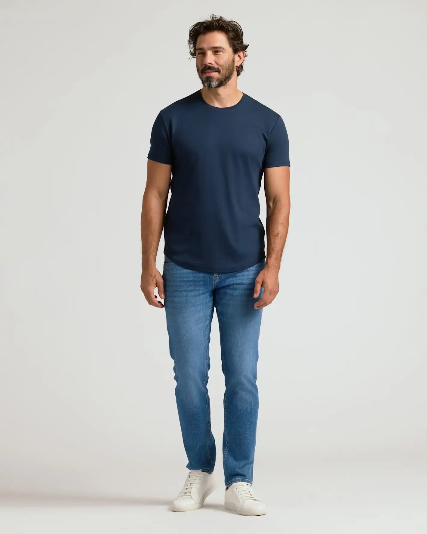 Pima Cotton Blend Curved Hem Crew 2-Pack