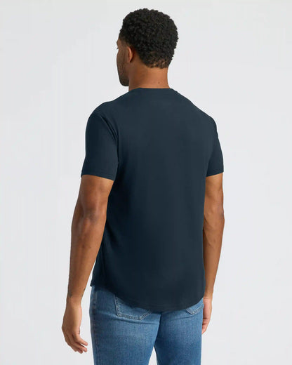 Navy Curved Hem Classic Crew Neck