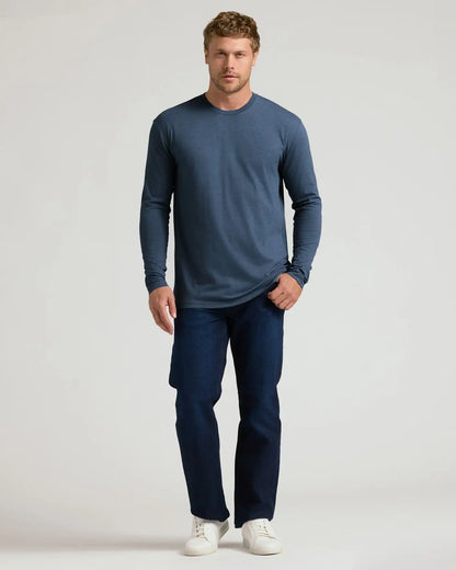 Heather Navy Classic Long Sleeve Crew Neck