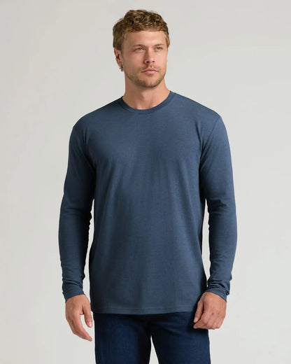 Heather Navy Classic Long Sleeve Crew Neck