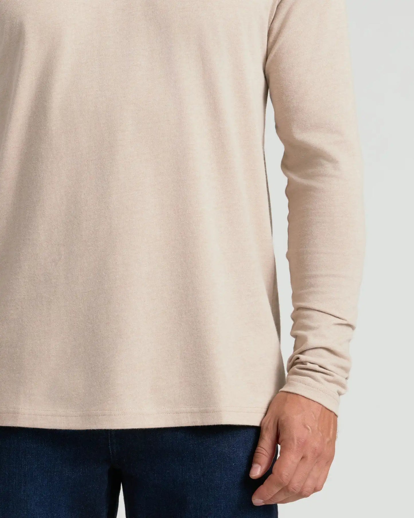 Heather Truffle Classic Long Sleeve Crew Neck