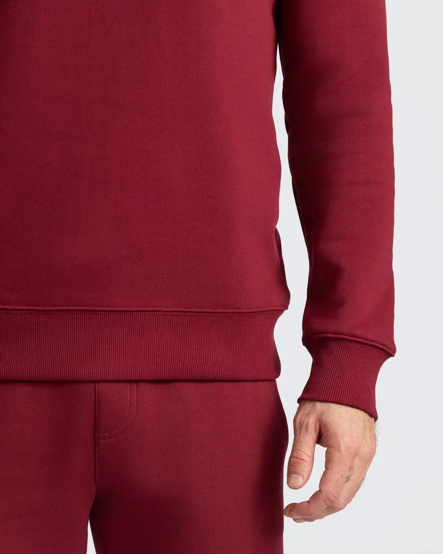 Dark Maroon Fleece French Terry Pullover Crew Neck