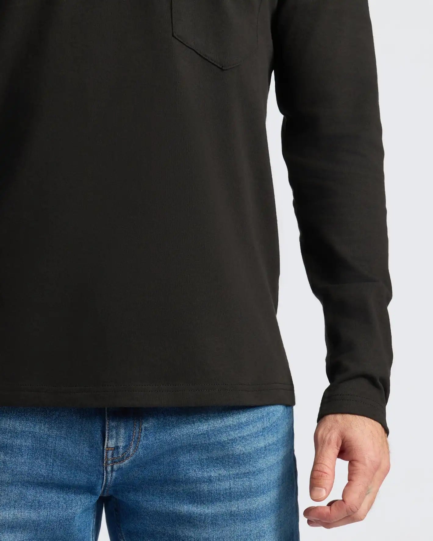 Black Heavyweight Long Sleeve Pocket Crew 2-PacK