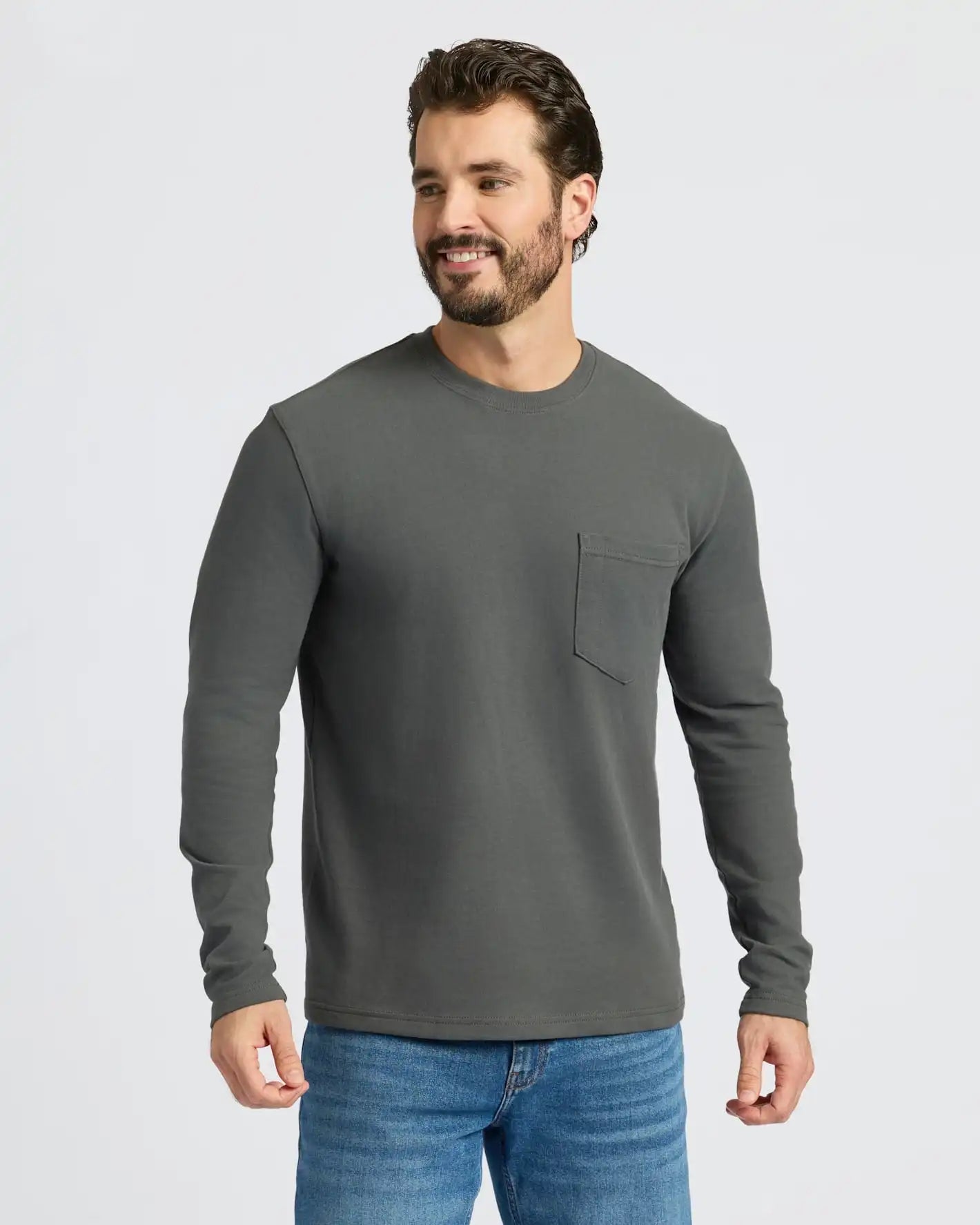 Carbon Heavyweight Long Sleeve Pocket Crew