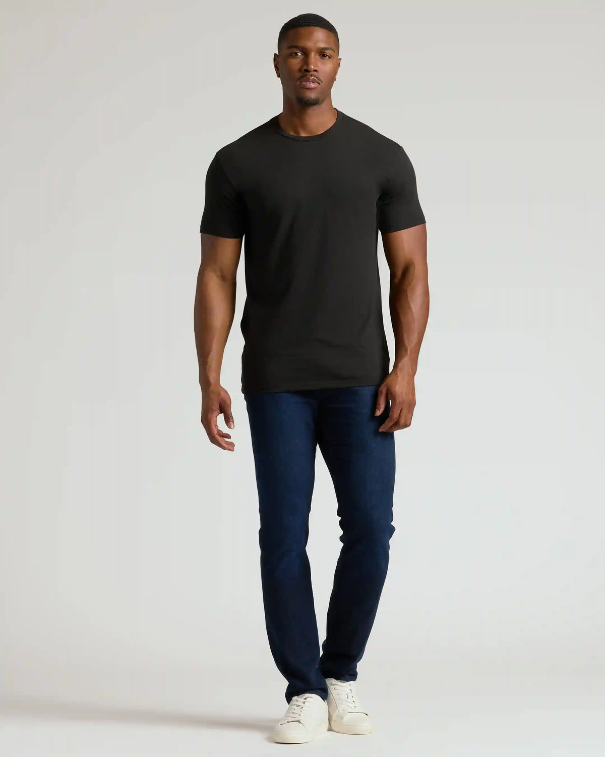 Black Tall Straight Hem Crew Neck T-Shirt