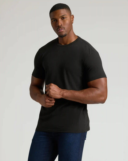 Black Tall Straight Hem Crew Neck T-Shirt