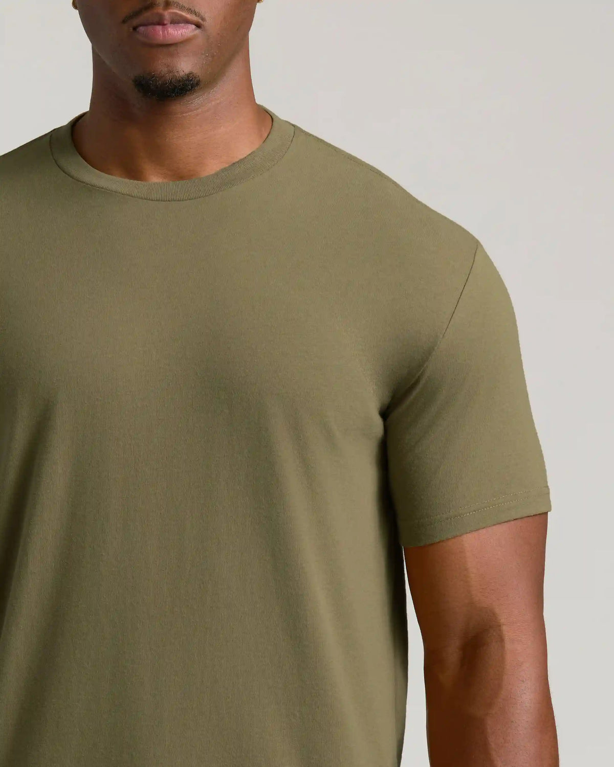 Military Green Tall Straight Hem Crew Neck T-Shirt