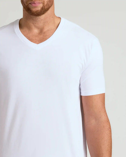 White Short Sleeve Tall Classic V-Neck 3-Pack