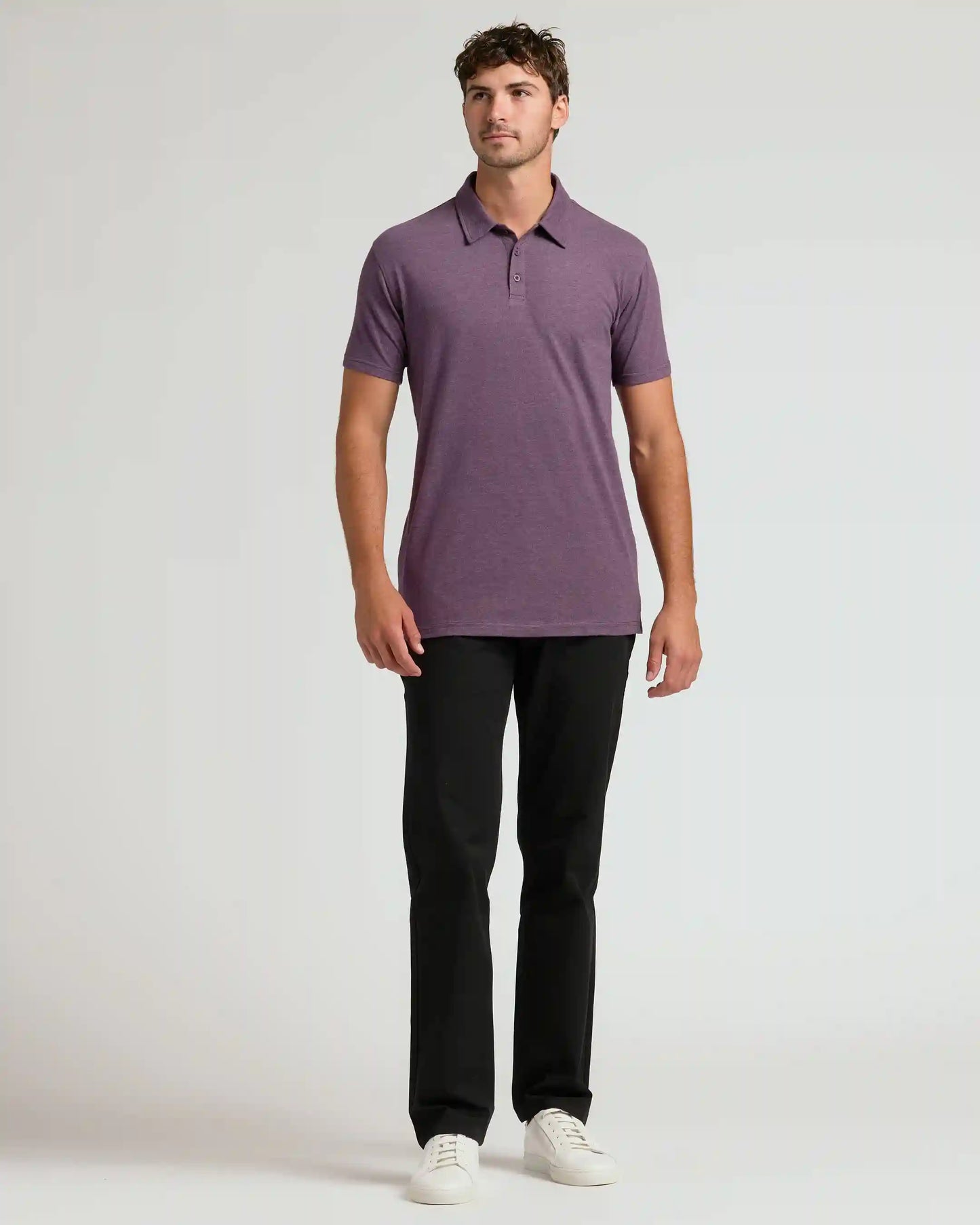 Dark Heather Plum Short Sleeve Tall Polo
