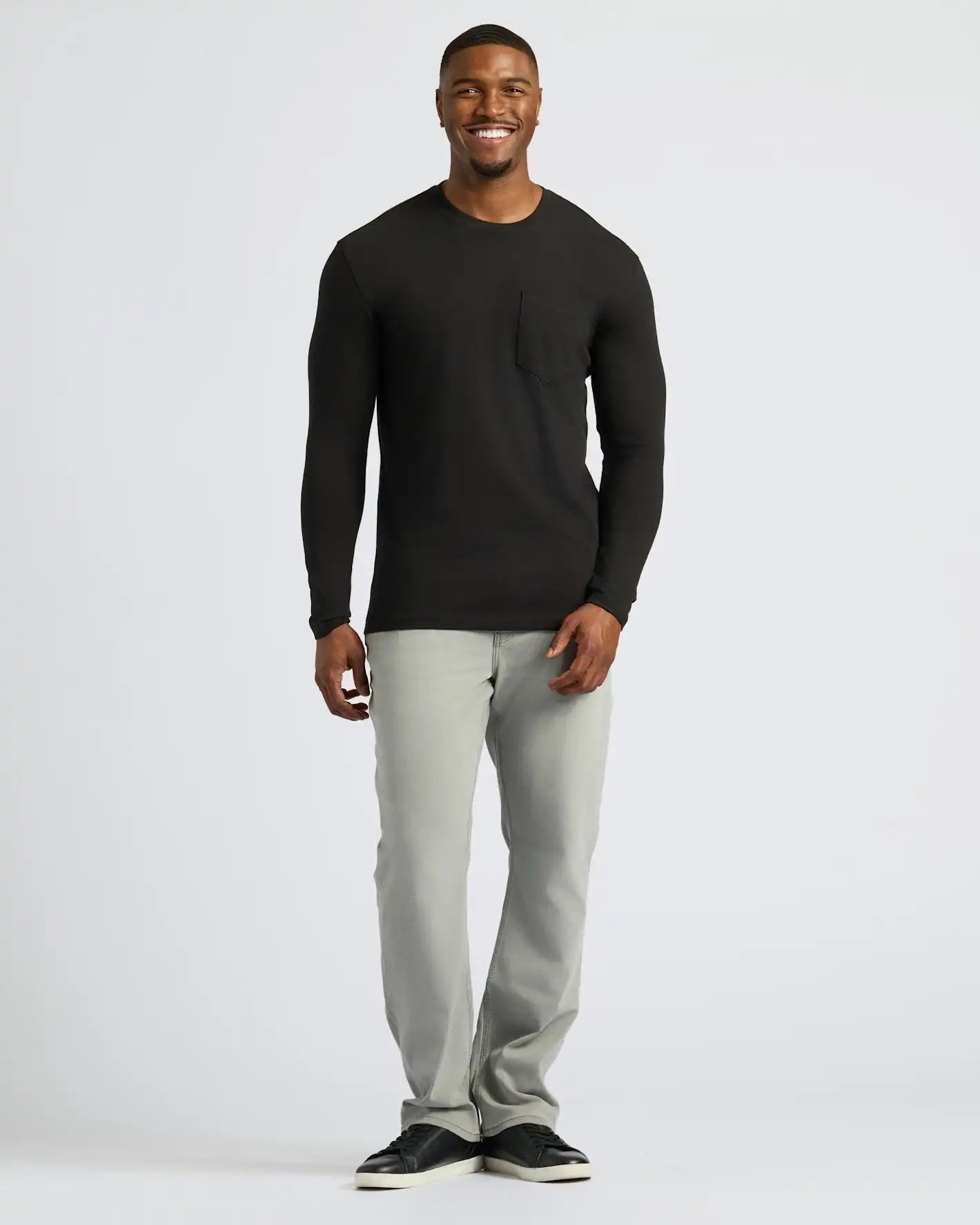 Black & Carbon Tall Heavyweight Long Sleeve Pocket Crew 2-Pack
