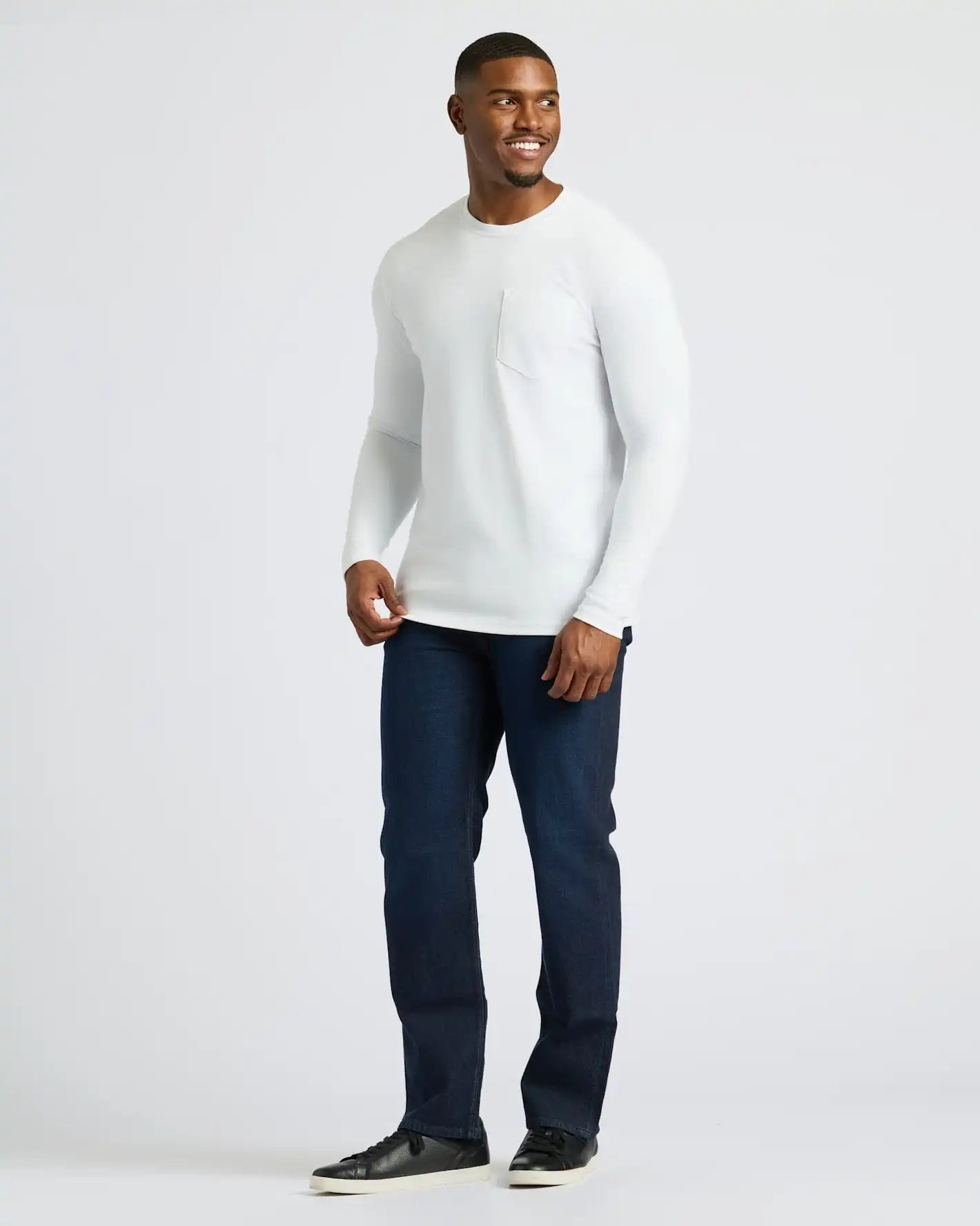 White Tall Heavyweight Long Sleeve Pocket Crew 2-Pack