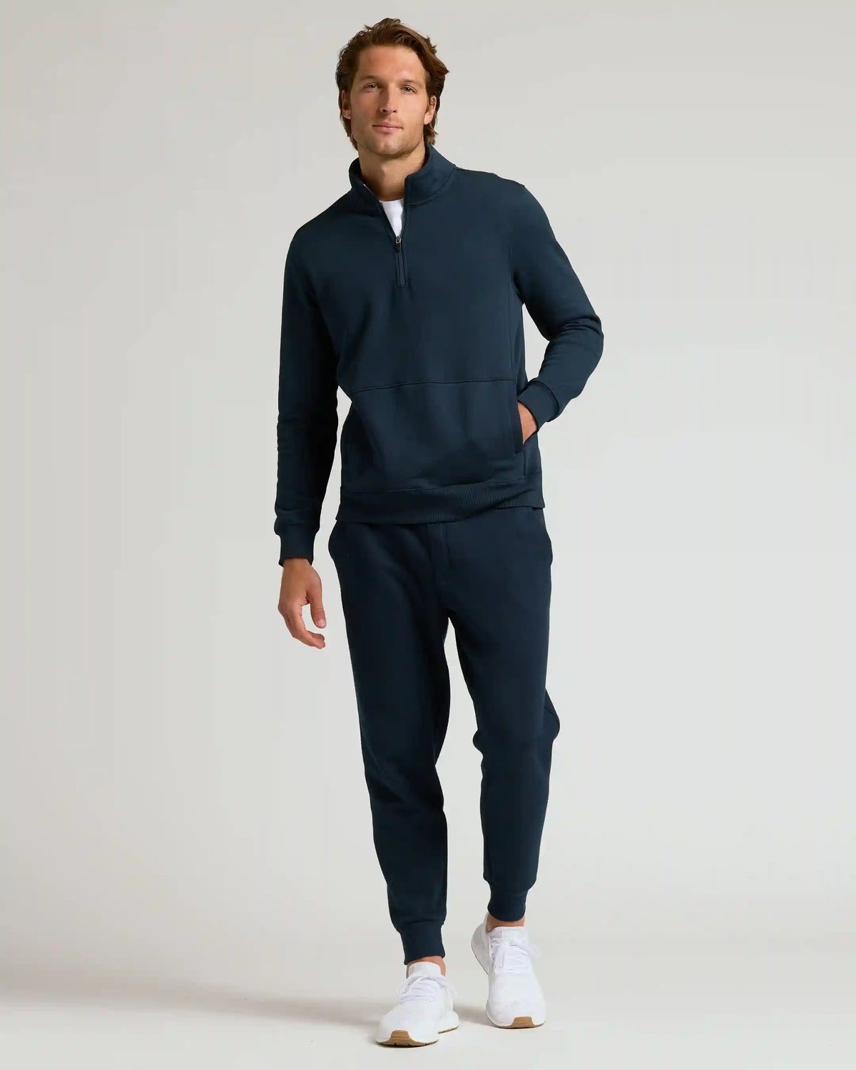 Navy Quarter Zip Fleece Sweatshirt
