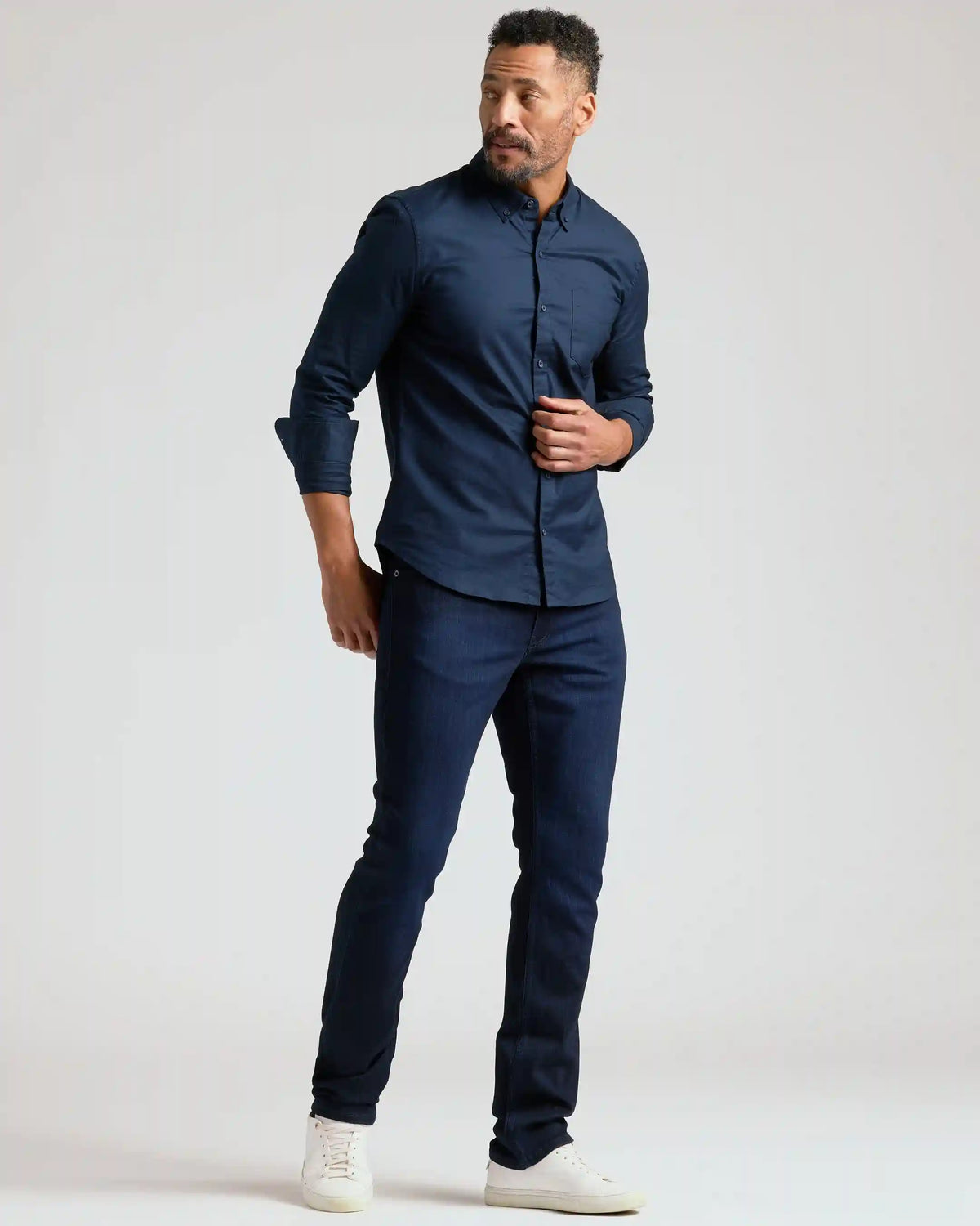 Indigo Wash Straight Comfort Stretch Jeans