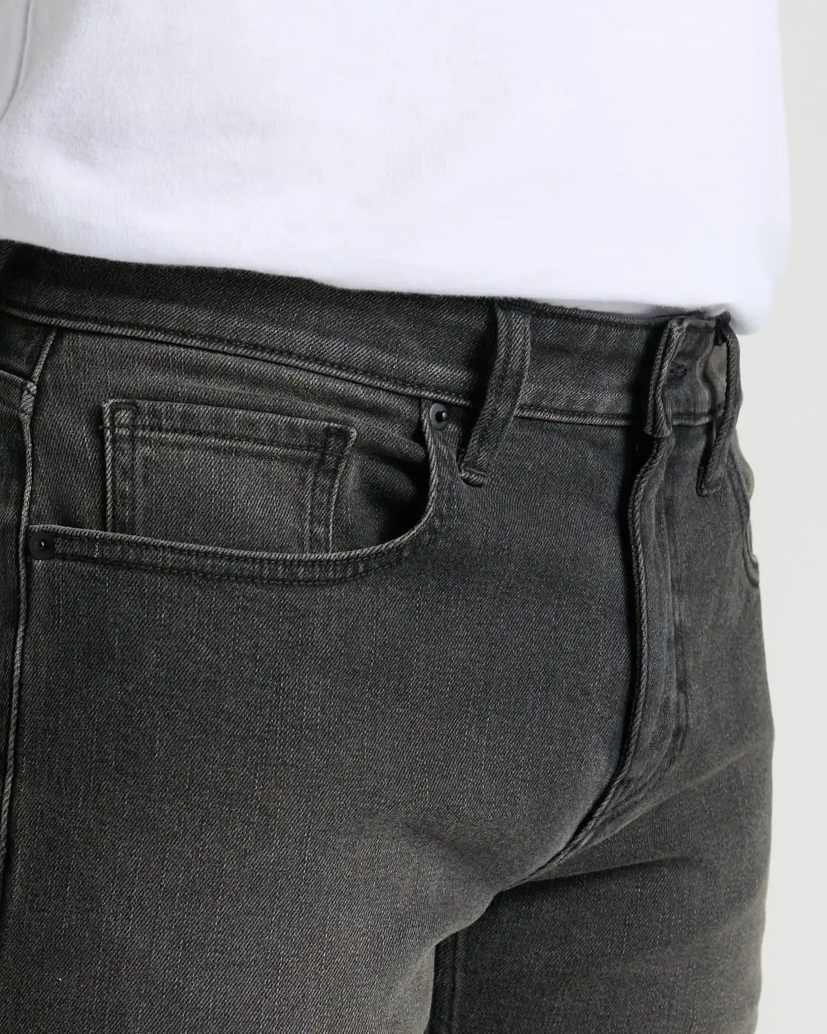 Gray Wash Slim Authentic Denim Jeans