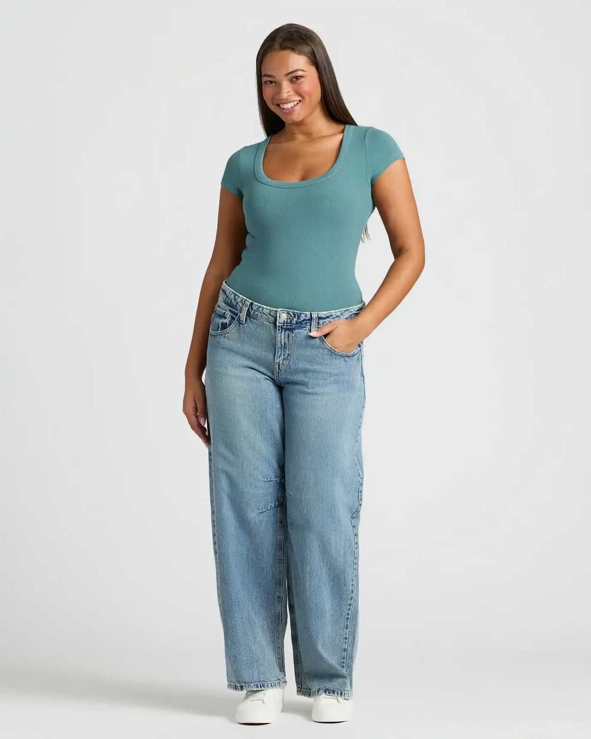 Womens Stormcloud Ribbed U-Neck Tee