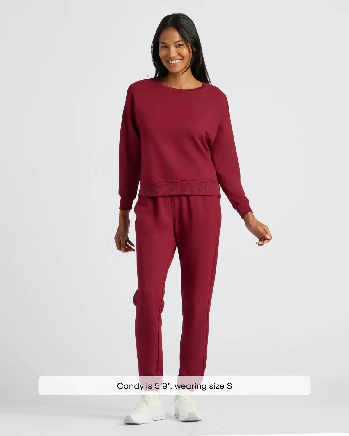 Womens Dark Maroon Slouch Pullover Crew & Relaxed Jogger 2-Pack