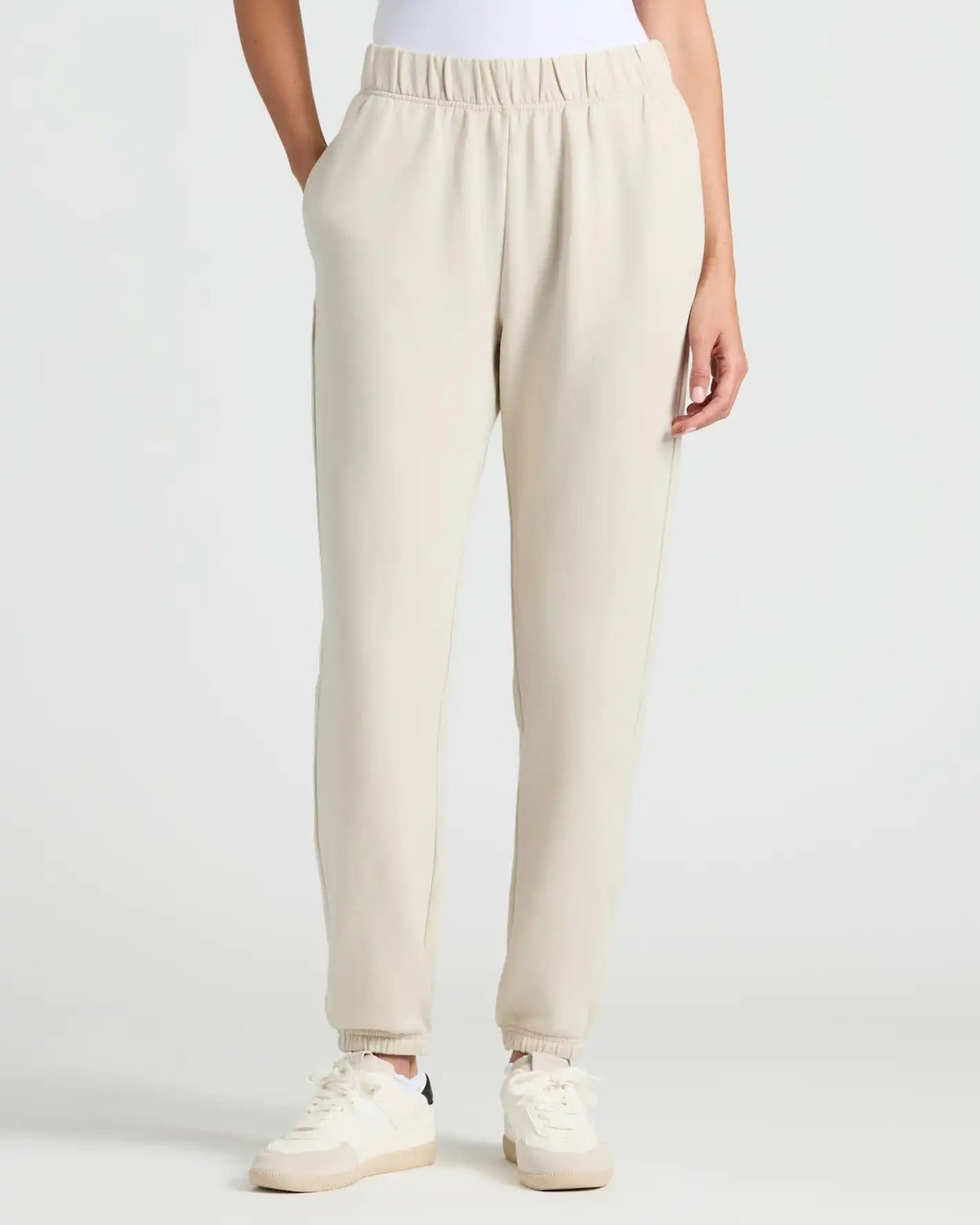 Womens Oatmeal Crop Zip Hoodie & Relaxed Jogger 2-Pack