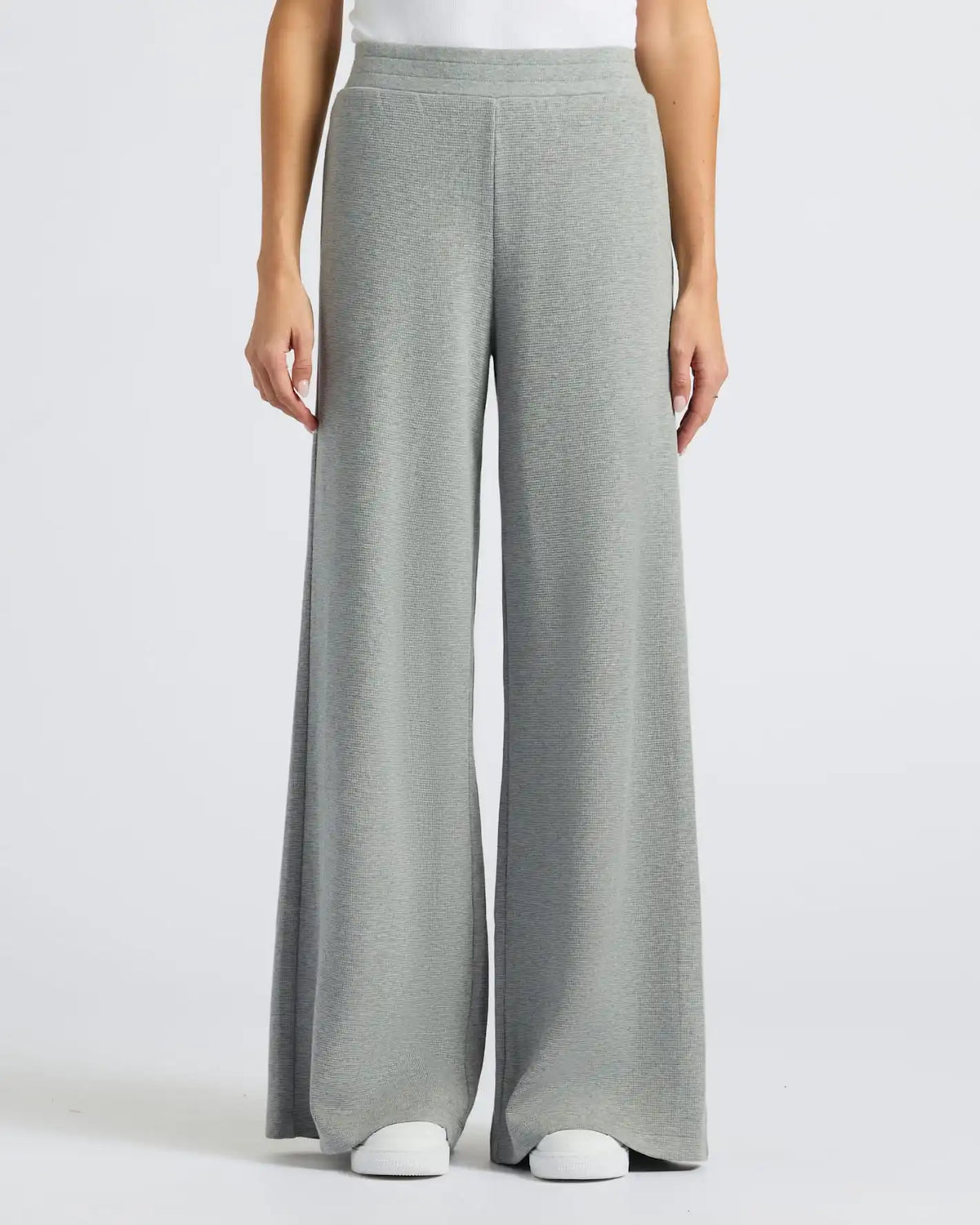 Womens Heather Gray Waffle Long Sleeve Henley & Waffle Leg Pant 2-Pack