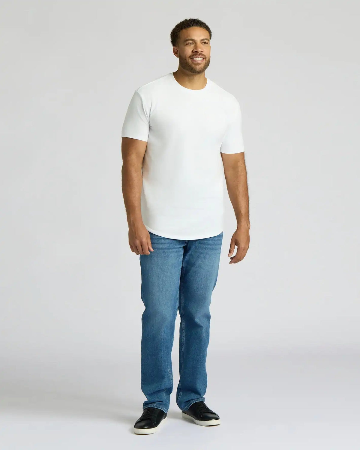 White Tall Heavyweight Curved Hem Crew