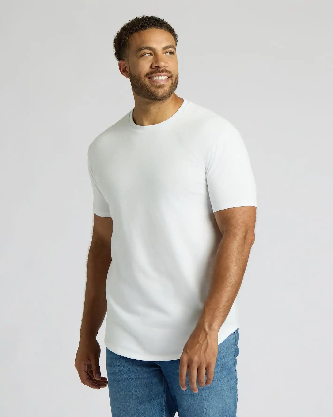 White Tall Heavyweight Curved Hem Crew