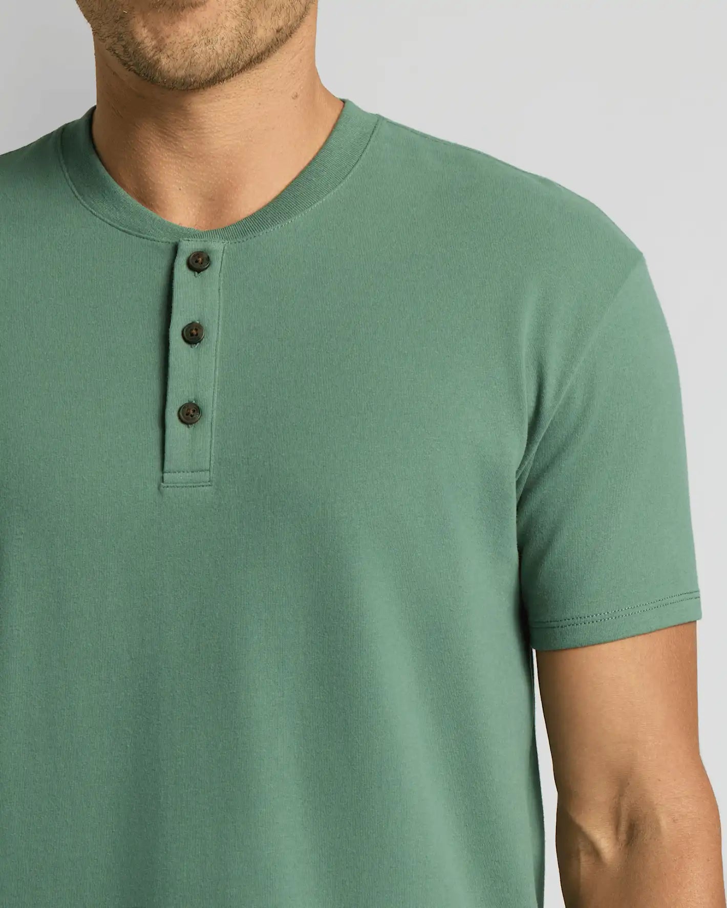 Neo Fern Heavyweight Curved Hem Henley