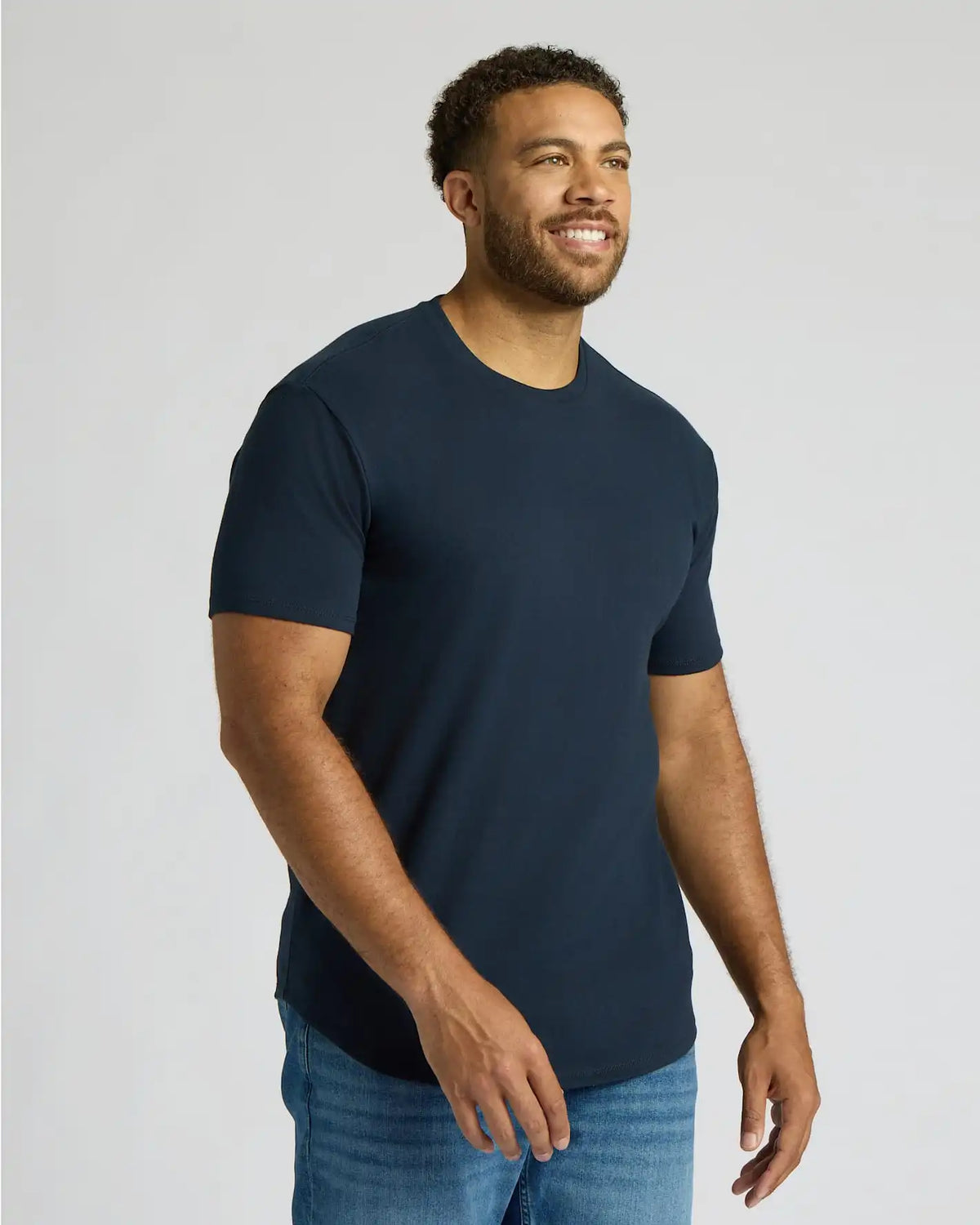 Navy Tall Heavyweight Curved Hem Crew