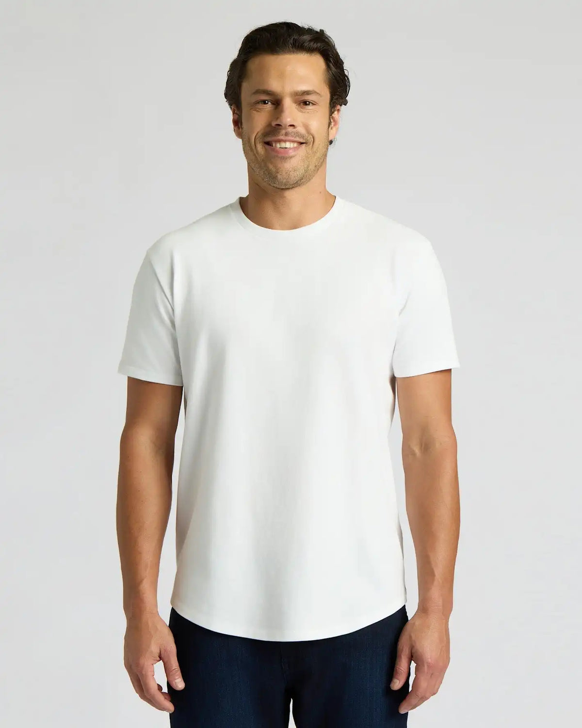 White Heavyweight Curved Hem Crew