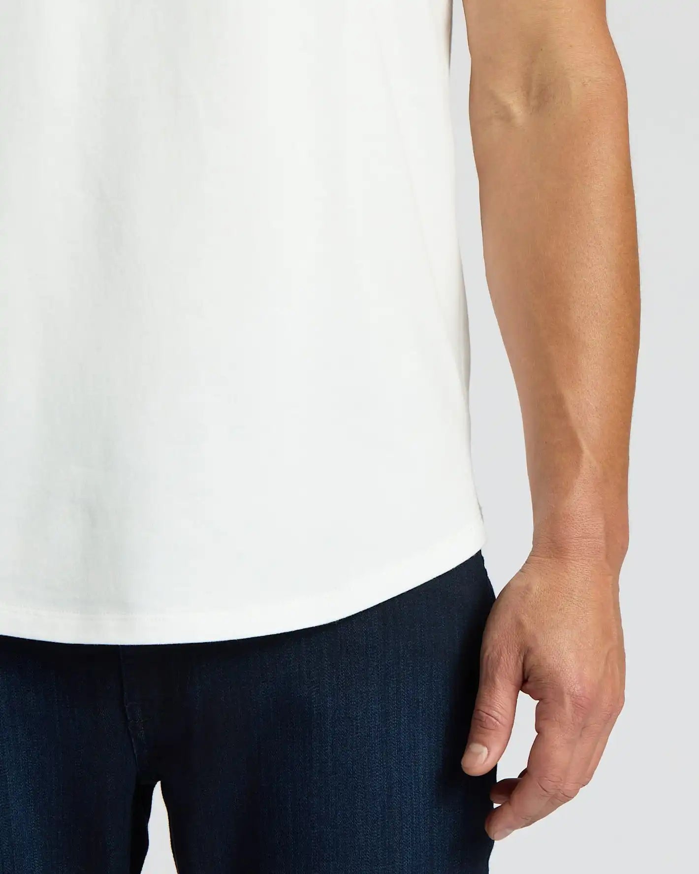 White Heavyweight Curved Hem Crew