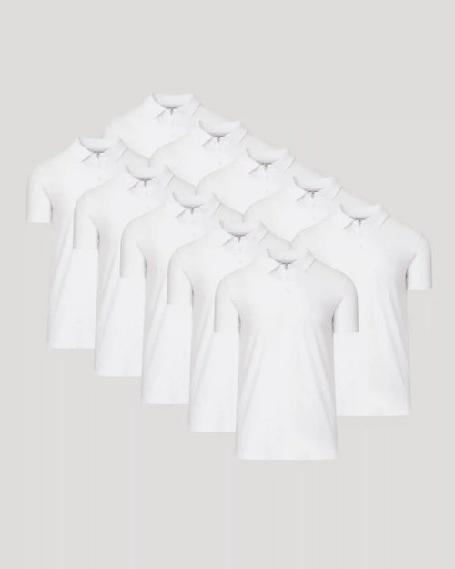All White Tall Classic Polo 10-Pack