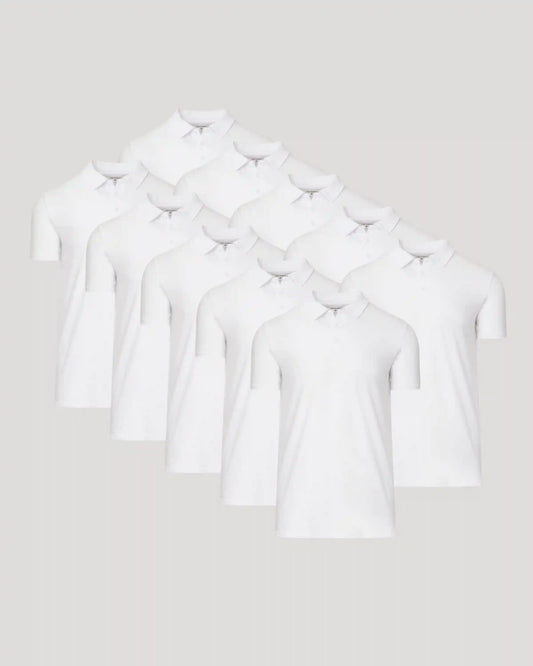 All White Tall Classic Polo 10-Pack