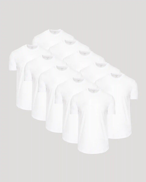 All White Curved Hem Classic Crew Neck 10-Pack