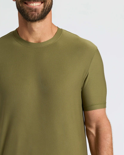Military Green Active Crew Neck Tee