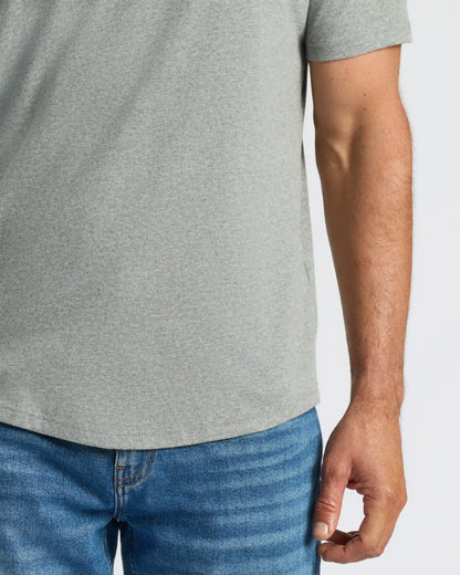Heather Gray Curved Hem Classic Crew Neck